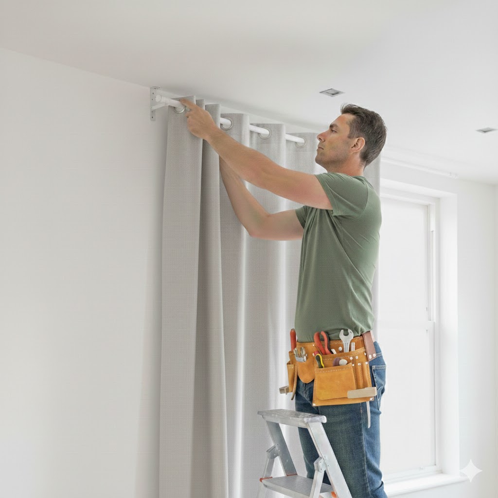 Instalação de suporte de TV e prateleiras